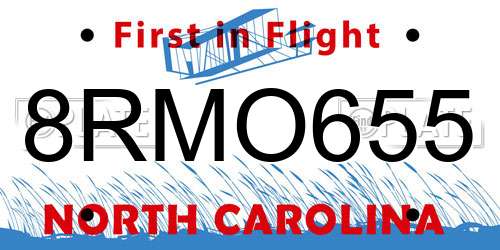 8RMO655 North Carolina License Plate