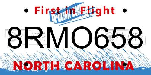 8RMO658 North Carolina License Plate