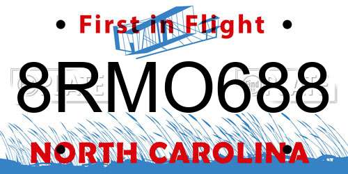 8RMO688 North Carolina License Plate