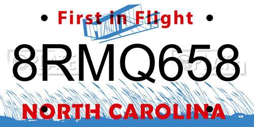 8RMQ658 North Carolina License Plate