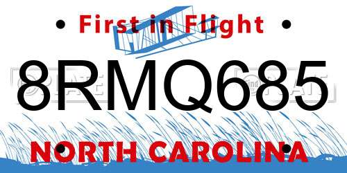 8RMQ685 North Carolina License Plate