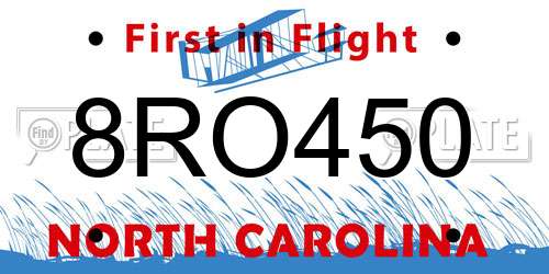8RO450 North Carolina License Plate