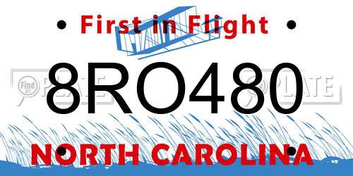 8RO480 North Carolina License Plate