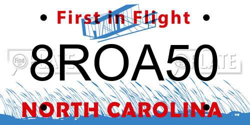 8ROA50 North Carolina License Plate