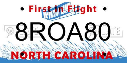 8ROA80 North Carolina License Plate