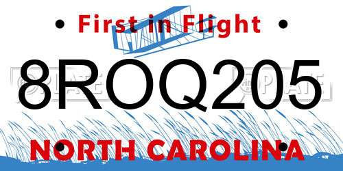 8ROQ205 North Carolina License Plate