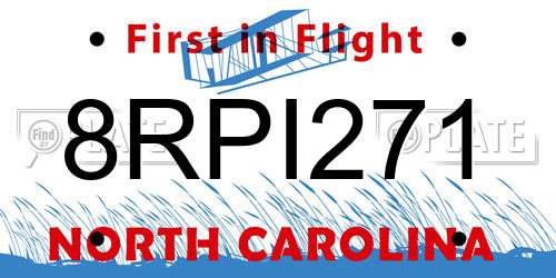 8RPI271 North Carolina License Plate