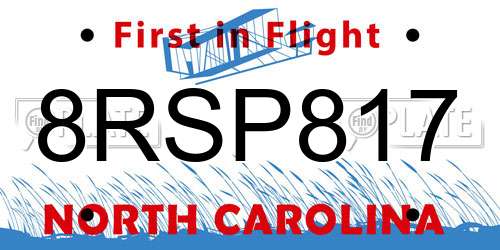 8RSP817 North Carolina License Plate