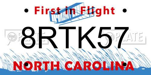 8RTK57 North Carolina License Plate
