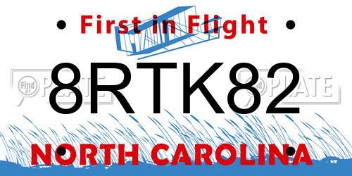 8RTK82 North Carolina License Plate