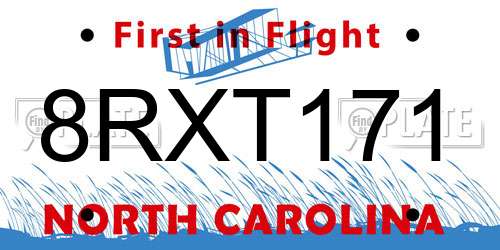 8RXT171 North Carolina License Plate