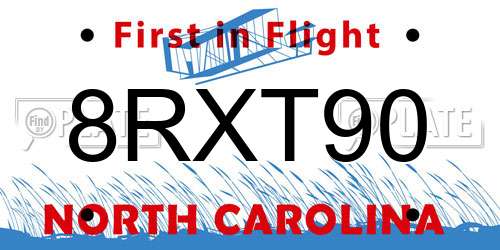 8RXT90 North Carolina License Plate