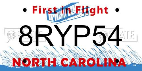 8RYP54 North Carolina License Plate