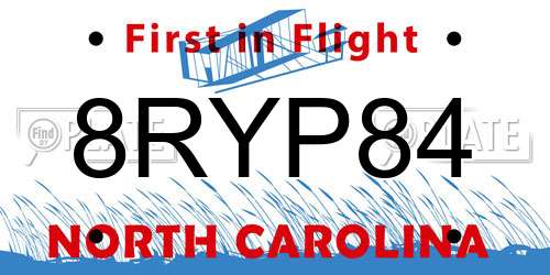 8RYP84 North Carolina License Plate