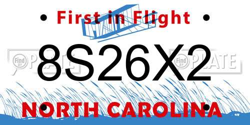 8S26X2 North Carolina License Plate