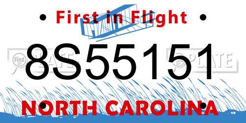 8S55151 North Carolina License Plate