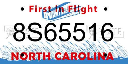 8S65516 North Carolina License Plate
