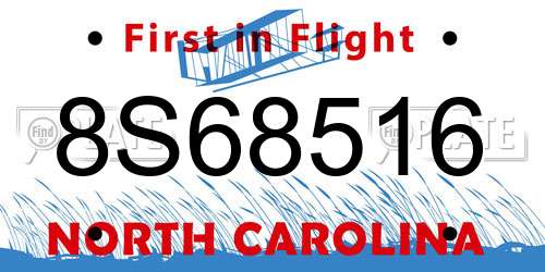 8S68516 North Carolina License Plate
