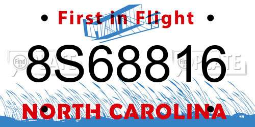 8S68816 North Carolina License Plate