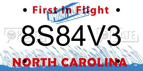 8S84V3 North Carolina License Plate