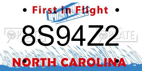 8S94Z2 North Carolina License Plate