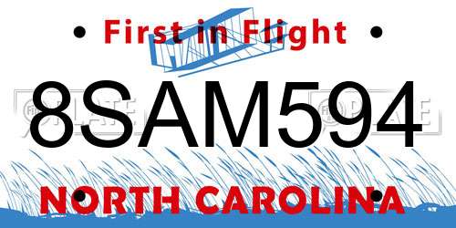 8SAM594 North Carolina License Plate