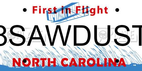8SAWDUST North Carolina License Plate