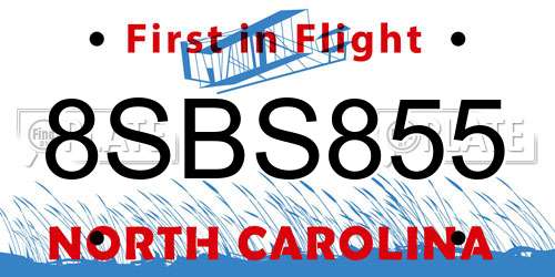 8SBS855 North Carolina License Plate