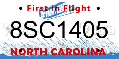 8SC1405 North Carolina License Plate