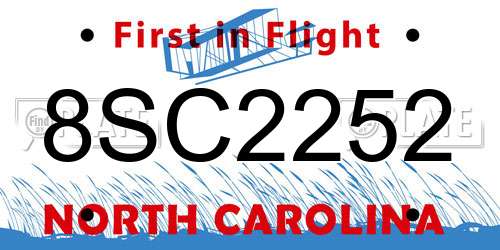 8SC2252 North Carolina License Plate