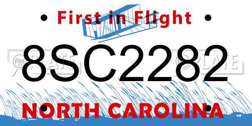 8SC2282 North Carolina License Plate
