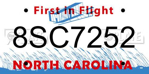 8SC7252 North Carolina License Plate