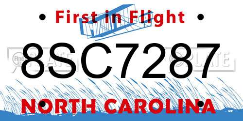 8SC7287 North Carolina License Plate