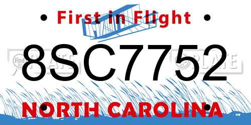 8SC7752 North Carolina License Plate