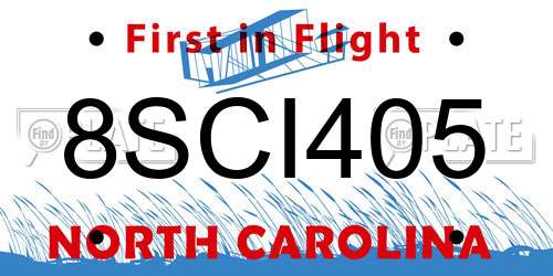 8SCI405 North Carolina License Plate