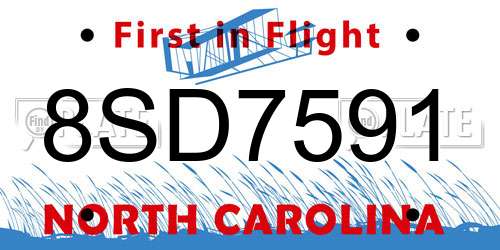 8SD7591 North Carolina License Plate