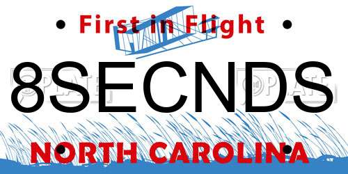 8SECNDS North Carolina License Plate