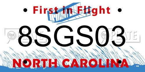 8SGS03 North Carolina License Plate
