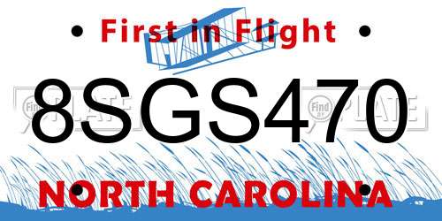 8SGS470 North Carolina License Plate