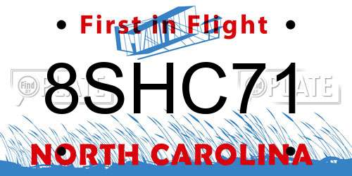 8SHC71 North Carolina License Plate
