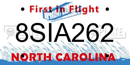 8SIA262 North Carolina License Plate