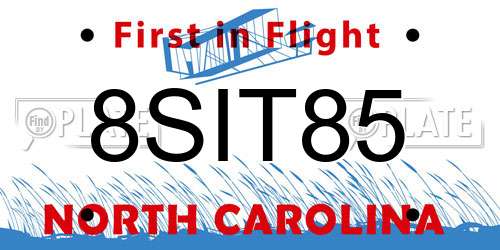 8SIT85 North Carolina License Plate