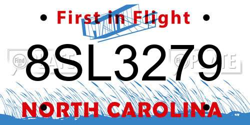 8SL3279 North Carolina License Plate