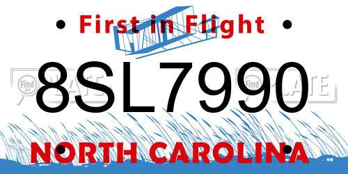 8SL7990 North Carolina License Plate