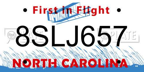 8SLJ657 North Carolina License Plate