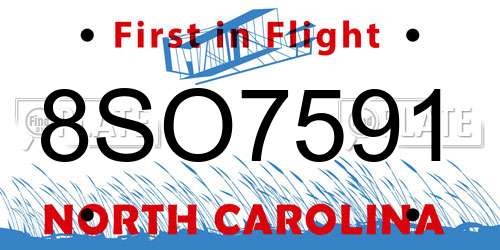 8SO7591 North Carolina License Plate