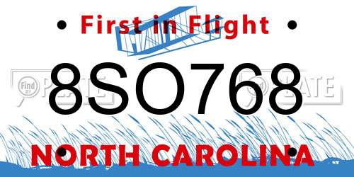 8SO768 North Carolina License Plate