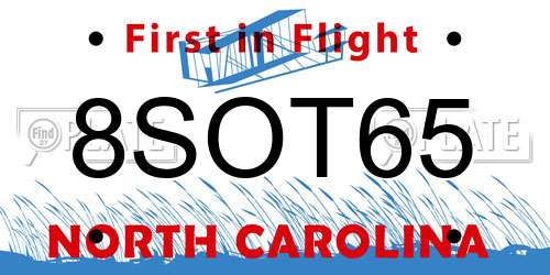 8SOT65 North Carolina License Plate