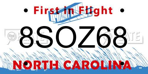 8SOZ68 North Carolina License Plate
