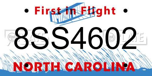 8SS4602 North Carolina License Plate